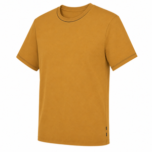Camiseta de Algodón con Cuello Redondo Color Amarillo Mostaza Personalizada con Costuras en Contraste, Manga Corta, Ropa Casual para Hombre, Proveedor - Product Image 3