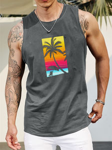 Camiseta sin Mangas de Punto para Hombre de Alta Calidad, Impresión por Sublimación, Servicio OEM, Último Diseño, Talla Grande, Antipilling, Estilo Urbano - Product Image 3