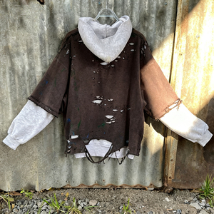 Sweat à capuche 100% coton pour hommes, ourlet brut personnalisé des fabricants avec patch effet délavé, appliques, sweats à capuche délavés à l'acide, unisexe - Product Image 3