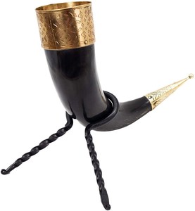Antique Creations - Cuerno Vikingo para Beber de Alta Calidad y Ecológico, Hecho a Mano con Cuerno de Búfalo, Base de Metal Pulido, Diseño Único - Product Image 2