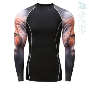 Rashguard pour homme UPF50, manches longues, séchage rapide, respirant, spandex/nylon 240g, MMA, Jiu Jitsu, BJJ, grappling, vêtements de sport de compression - Product Image 2
