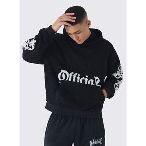 Imprimé de haute qualité graphique hommes coupe régulière grande taille tricoté coton à capuche Logo personnalisé uni Vintage luxe Style imperméable - Product Image 6