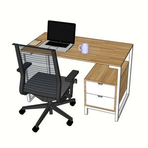 SFBLV006 - Table en bois et caoutchouc à 2 tiroirs au design minimaliste avec armoire 600x1200x750mm - Product Image 1