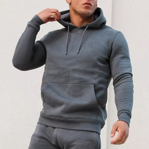 Ensemble de sweat-shirts à capuche en coton lourd doublé imperméable personnalisé, surdimensionné, uni, logo imprimé en relief, tricoté, à cordon - Product Image 3