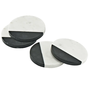 High Quality round White <b>Black</b> Marble & Resin Coasters for Wedding Party Table Decoration Directly Exported by Manufacturer - Product Image 1