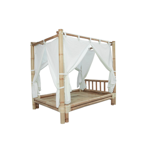 Gazebo en bambou d'extérieur personnalisable avec un toit réglable, des coussins imperméables démontables en couleur naturelle, meubles d'extérieur - Product Image 2