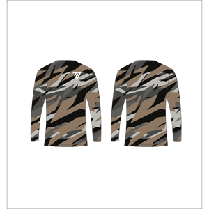 T-shirt à manches longues pour homme, marron, noir, gris, camouflage, col rond, imprimé, haut de sport, gym, Trackstar, OEM, marque privée, TSI-G05-P0823 - Product Image 1