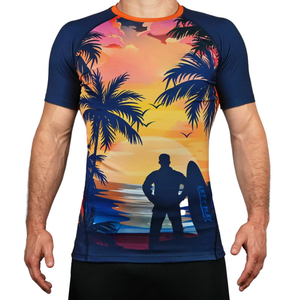 Wholesale Custom Logo 3D <b>Printed</b> Jiu Jitsu Bjj Rash Guard for Men Spiderman Compression Breathable T Shirt UPF50+ Shorts Sleeve - Product Image 2