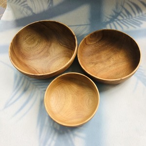 Cuenco de madera de acacia hecho a mano de gran venta, juego grande de diseño moderno de 4,5 pulgadas para perros y fiestas, frutero tallado a mano sostenible - Product Image 3
