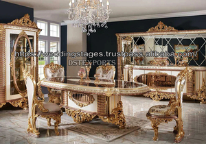 New Royal Vàng đồ nội thất ăn uống kết hợp chất lượng cao Tay Chạm Khắc phòng ăn sang trọng Đồ sành sứ tủ bàn Ghế bộ giá tốt nhất - Product Image 5