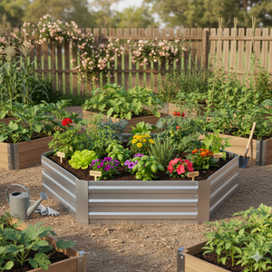 Hexagon Galvanized Steel <b>Raised</b> Garden <b>Bed</b>, Outdoor <b>Metal</b> Planter Box for Flowers & Vegetables, Home&Garden Decor - Product Image 2