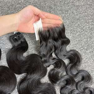Vente en gros d'ensemble complet d'extensions de cheveux humains cambodgiens vierges 100% droits naturels de luxe Machine à double trame Source de haute qualité - Product Image 3