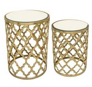 Juego de mesa de centro de Metal dorado antiguo, muebles plegables únicos de terciopelo de altura ajustable para sala de estar de Hotel, nueva colección - Product Image 1