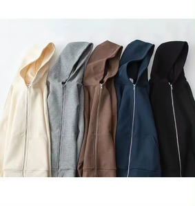 2025 unisexe poids lourd 400 Gsm fermeture éclair gaufré tricot à capuche Logo personnalisé 100% coton solide motif hiver saison grande taille pour hommes - Product Image 6