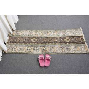 พรมขนสัตว์4.5ft สีเบจสีน้ำตาลคลาสสิกขนาด1.8 x แบบตุรกีดีไซน์แบบเย็บปะติดสำหรับทางเข้าห้องนั่งเล่นหรือห้องนอน - Product Image 5