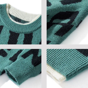 Custom Wholesale Autumn Winter Casual Breathable 100% Cotton Knit Sweaters Men's Plus Size Quick Dry <b>Butterfly</b> <b>Sleeve</b> Pullover - Product Image 2