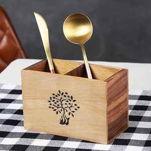 Durable Wooden <b>Cutlery</b> Holder With Smooth Finish For Organizing Silverware Utensils And Flatware At Home - Product Image 1