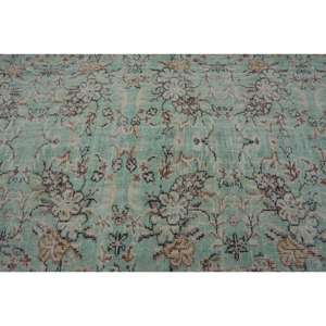 Alfombra Turca, Alfombra Vintage de 5.2x8.2 pies, Alfombra de Lana con Puntos Verdes y Marrones - Product Image 5