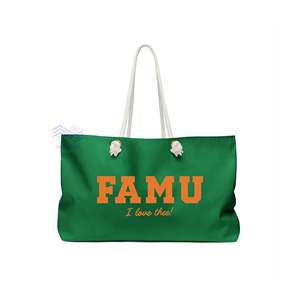 FAMU Florida A & M University Cotton Canvas Tote Bag verde con cierre bordado para ir de compras - Product Image 1