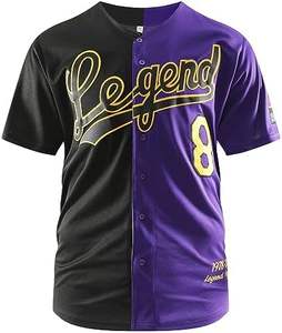 Maillot de baseball Legend 8 & 24 pour homme-Chemise de sport à fente boutonnée et cousue - Product Image 2