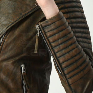 Chaqueta de cuero Estilo bombardero clásico Ropa de abrigo cálida para clima frío Chaqueta para mujer - Product Image 6