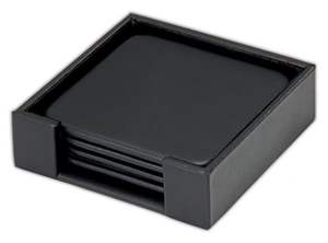 Juego de Posavasos Cuadrados de Metal Negro Mate, Bordes Contemporáneos Elegantes, Base Antideslizante para el Hogar, Venta al por Mayor - Product Image 3