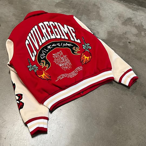 Wholesale Custom Varsity <b>Mens</b> <b>Jackets</b> Red Letterman <b>Jacket</b> <b>for</b> <b>Men</b> Streetwear Embroidery <b>Baseball</b> Bomber <b>Jackets</b> OEM ODM Supply - Product Image 4