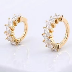 Marquise Cut Moissanite Diamant Hoop Boucle D'oreille Personnalisé Belles Boucles D'oreilles En Argent Sterling & Cadeau De Fiançailles Cadeau Pour Elle - Product Image 1