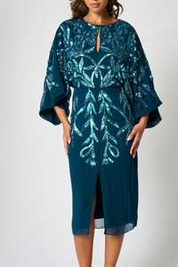 Elegante vestido formal de lujo con cuentas hecho a mano vestido de noche de manga larga una línea vestido de fiesta de tul vestido de noche - Product Image 2