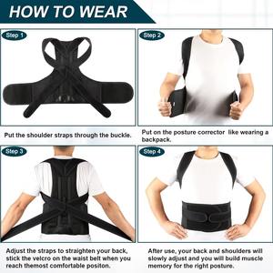 <b>Men</b> and Women's Adjustable Back <b>Brace</b> Breathable Neoprene Posture Corrector with <b>Leather</b> Scoliosis Hunchback Aid - Product Image 5