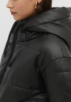 Veste matelassée en cuir véritable pour femme avec capuche, veste en cuir matelassée noire de qualité supérieure pour l'hiver, fabricant OEM et ODM