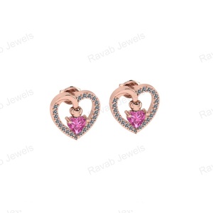 Pendientes de corazón de plata de ley 2025 de estilo bonito de calidad superior 925, hechos a mano en la India precio bajo, buena joyería de boda personalizada - Product Image 2