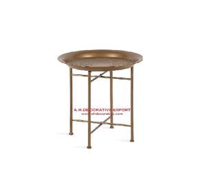 Tabouret en métal argenté et Table d'appoint martelée, meuble de luxe, Table basse, fabricant et grossiste - Product Image 3