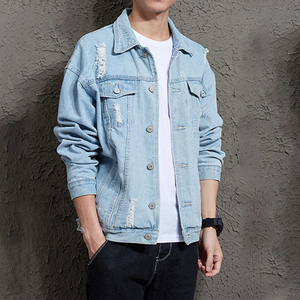 Chaqueta vaquera holgada para hombre, chaqueta informal de moda para parejas, abrigo de lavado destruido a la moda de primavera, ropa de abrigo elegante - Product Image 6