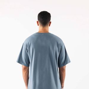 Boxy Hip Hop 240 Gsm de gran tamaño para hombre, Camiseta de algodón de peso pesado con gráfico de hombro caído, ropa de calle personalizada en blanco de lujo, camiseta 240 - Product Image 2