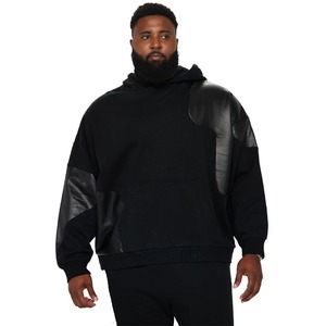 Sweat-shirts à capuche pour hommes en streetwear d'hiver OEM, logo personnalisé, patchs en cuir, tailles plus grandes, fermeture éclair, thermique, 100% coton, imperméable - Product Image 4