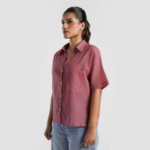 เสื้อเชิ้ตผ้าลินิน GA-I Textura (สีชมพูกุหลาบ) ทรงปกติ คอเสื้อแบบไม่สมมาตร ลายดอกไม้ สไตล์ลำลอง ผ้าลินิน 100% ไซส์ XL ทรงหลวม สำหรับฤดูใบไม้ผลิและฤดูใบไม้ร่วง - Product Image 3