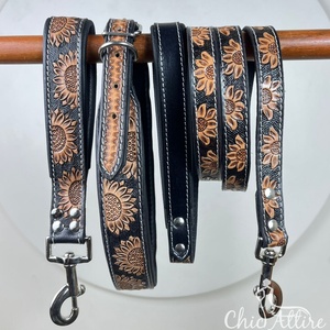 Recién llegado, patrón de tablero de ajedrez, correa de perro de cuero y Collar, juegos de cables de tráfico adecuados para perros pequeños y medianos - Product Image 1