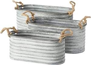 Qualité standard sol décoratif nouvelle jardinière galvanisée Design classique incroyable Pots de fleurs ensemble de 3 pour la décoration de la maison - Product Image 2