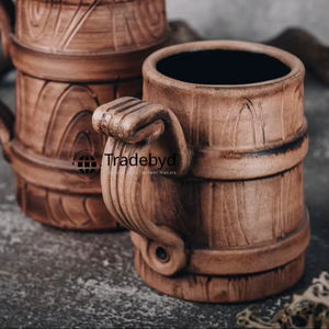 Tradebyd Artisanal Wooden Mug Wide Design for Tea Coffee Juice Unique Gift for Nature Fans Plastic Drinkware - Product Image 2