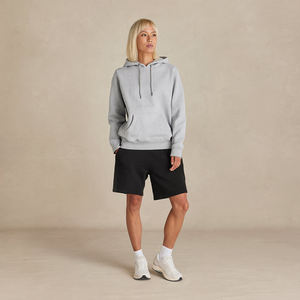 Soft light grey 100% cotton fleece <b>hoodie</b> featuring a <b>comfy</b> hood, front pocket, ribbed cuffs and hem, perfect for daily casual - Product Image 6
