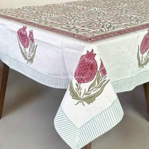 Indian Handmade Cotton Table Cloth Beautiful Hand Block Printed Cotton Table Cover for Wedding Table Cloth for Sale - Product Image 6
