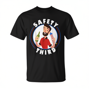 Camiseta Safety Third con diseño de fuegos artificiales del 4 de julio, camiseta con gráfico patriótico - Product Image 2
