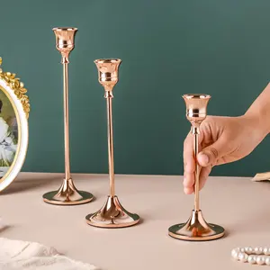 เชิงเทียนโลหะสีทอง3อันหรูหราคุณภาพระดับพรีเมียม - Product Image 6