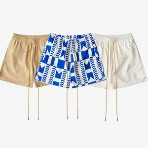 Summer Custom Long Drawstring Mens Beach Shorts Running Nylon Shorts 100% Polyester Swim Trunks Mesh Rhude Swim Shorts For Men
