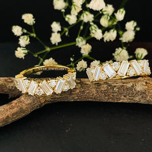 14K Baguette สีทองที่เป็นของแข็งเติบโตในห้องปฏิบัติการต่างหูห่วงเพชรเครื่องประดับที่ดี - Product Image 5