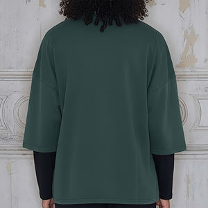 เสื้อยืดคอกลมแขนยาวทรงบ็อกซี่ สีพื้น คุณภาพสูง ทรงหลวม สไตล์สตรีทแฟชั่น สำหรับผู้ชาย รับสกรีนโลโก้ - Product Image 2