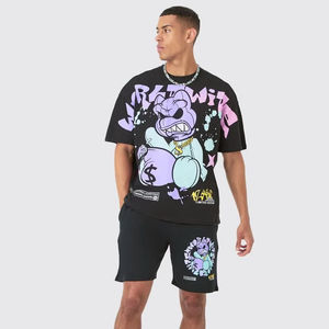 Conjunto de Camiseta y Pantalones Cortos de Verano para Hombre, Talla Grande, Cuello Extendido, Diseño Teddy, Secado Rápido, Transpirable, al por Mayor - Product Image 1