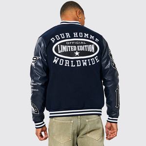 2025 Baseball Vestes OEM Conception Personnalisée Varsity Veste PU Manches Mode En Cuir Épais Letterman Vestes Patchs Personnalisés - Product Image 2