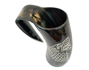 Mug en corne de buffle authentique et écologique, fait à la main, de qualité alimentaire, style médiéval, religieux, Feng Shui, mug à bière animal - Product Image 2